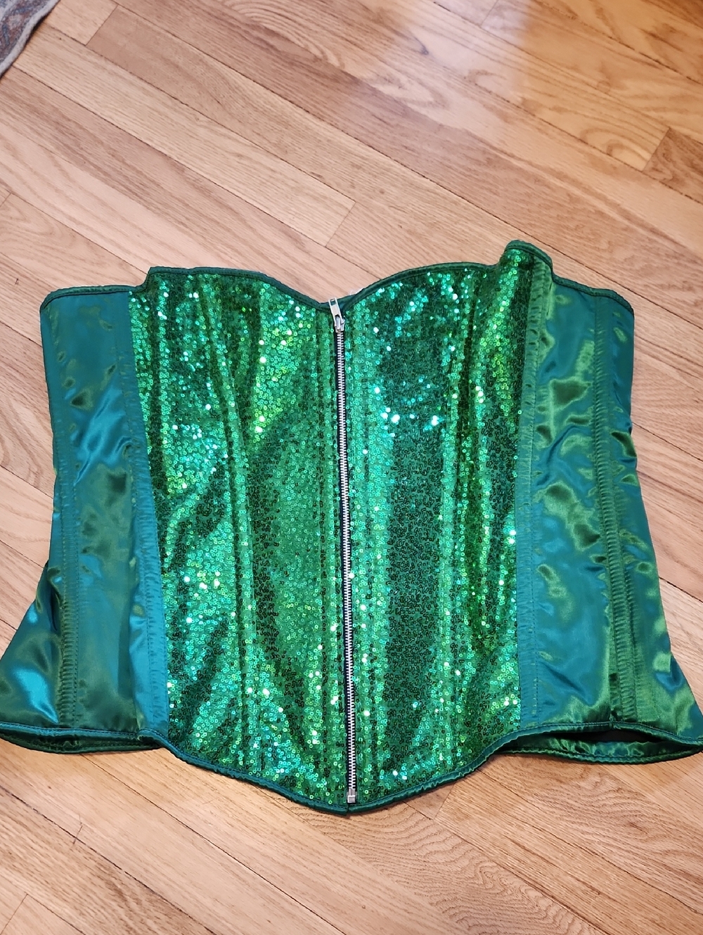 Daisy Corsets Green Plus Size Sequins Satin Corset Size 6X Cosplay Wicked Whimsy